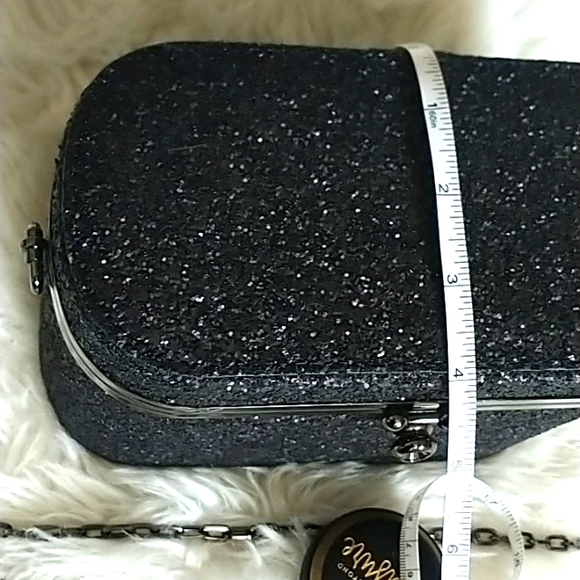 A New Day Black Glitter Oval Box Minaudiere Clutch - Picture 11 of 15